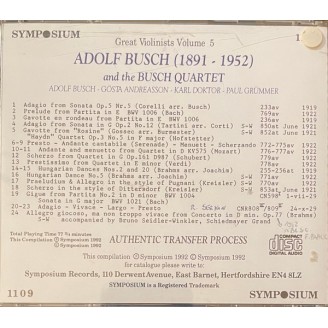 Adolf Busch and the Busch Quartet - 10 solo recordings 1919-1922 and unpublished Bach & Brahms
