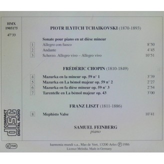 TCHAIKOVSKY - Feinberg - Sonate pour piano en do dièse mineur op.80