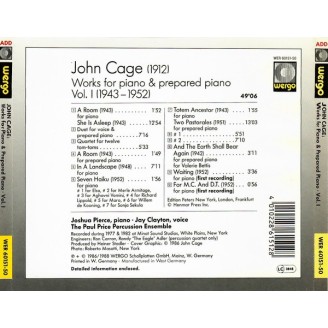 CAGE - Pierce - Works for piano & prepared piano Vol.1