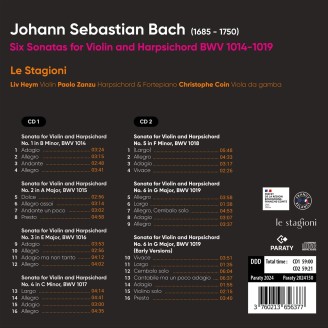 BACH - Liv Heym, Paolo Zanzu & Christophe Coin - Six sonates pour violon et clavecin