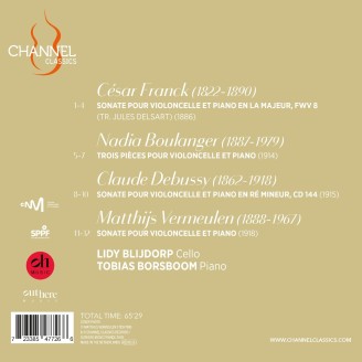 Lidy Blijdorp & Tobias Borsboom - Works for cello and piano (Franck, Boulanger, Debussy, Vermeulen)