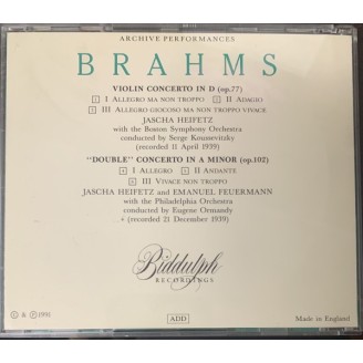BRAHMS - Heifetz - Concerto pour violon, Double concerto pour violon et orchestre