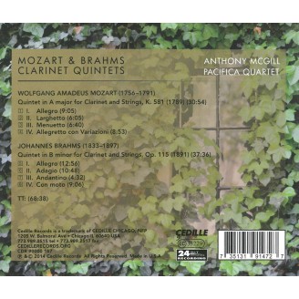 MOZART & BRAHMS - Anthony McGill & Pacifica Quartet - Clarinet Quintets