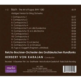 BACH - Karajan - L'art de la fugue (Die Kunst der Fuge) BWV.1080