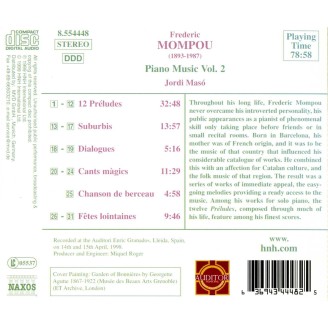 MOMPOU - Jordi Maso - Préludes, Suburbis, Dialogies, Fêtes lointaines (Piano Music Vol.2)