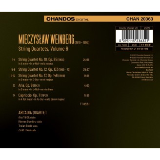 WEINBERG - Arcadia Quartet - Quatuors à cordes n° 10, 12 & 17