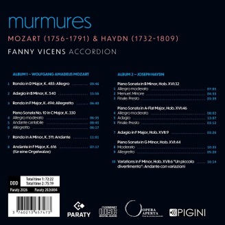 MOZART / HAYDN - Fanny Vicens - Murmures (arrangements pour accordéon)