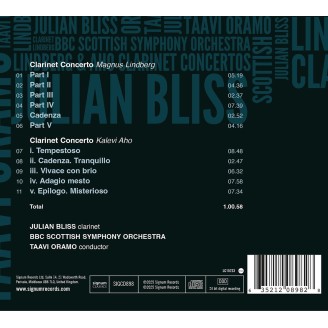 LINDBERG & AHO  - Julian Bliss - Concertos pour clarinette