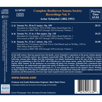 BEETHOVEN - Artur Schnabel - Sonates pour piano n° 30, 31 & 32 (Piano Works Vol.9)