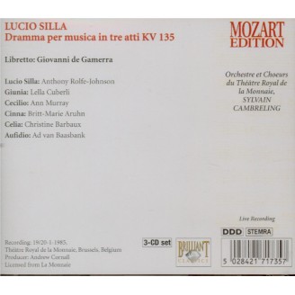 MOZART - Cambreling - Lucio Silla, drame musical en trois actes K.135