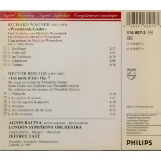 WAGNER - Baltsa - Wesendonck-Lieder, pour voix et piano WWV.91a : arrang