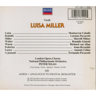 VERDI - Maag - Luisa Miller, opéra en trois actes