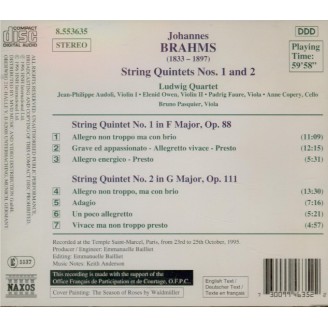 BRAHMS - Ludwig Quartet - Quintette à cordes n°1 en fa majeur op.88