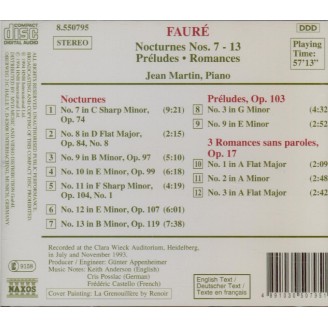 FAURE - Martin - Trois romances sans paroles pour piano op.17