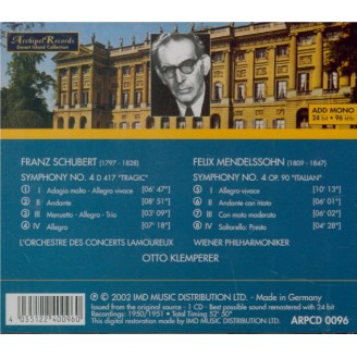SCHUBERT - Klemperer - Symphonie n°4 en do mineur D.417 'Tragique'