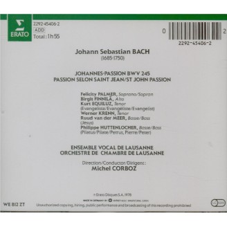 BACH - Corboz - Passion selon St Jean (Johannes-Passion), pour solistes..