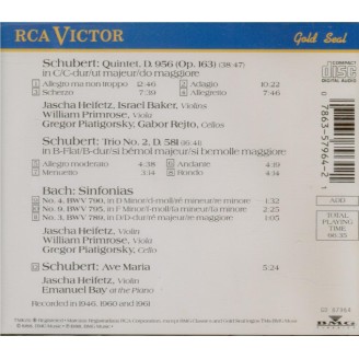 SCHUBERT - Heifetz - Quintette à cordes à deux violoncelles en do majeur..