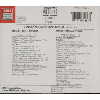 BACH - Leonhardt - Messe en si mineur, pour solistes, chur et orchestre..
