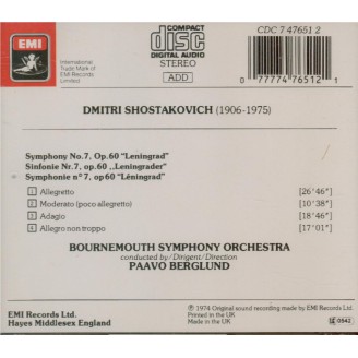 CHOSTAKOVITCH - Berglund - Symphonie n°7 op.60 'Leningrad'..