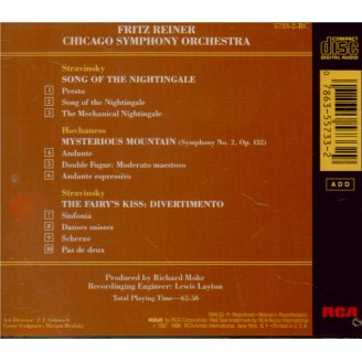 STRAVINSKY - Reiner - Le chant du rossignol, poème symphonique pour orch..