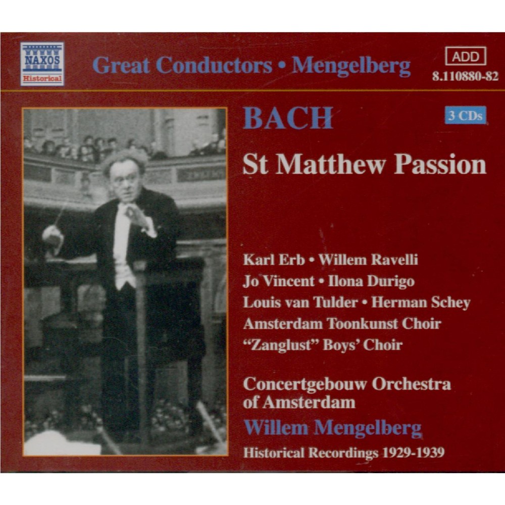 BACH - Mengelberg - Passion selon St Matthieu (Matthäus-Passion), pour s..