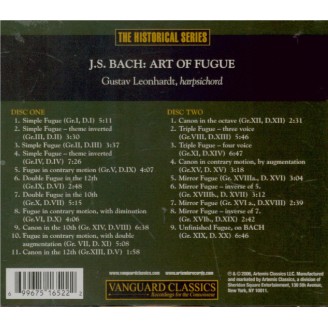 BACH - Leonhardt - L'art de la fugue (Die Kunst der Fuge), pour clavier..