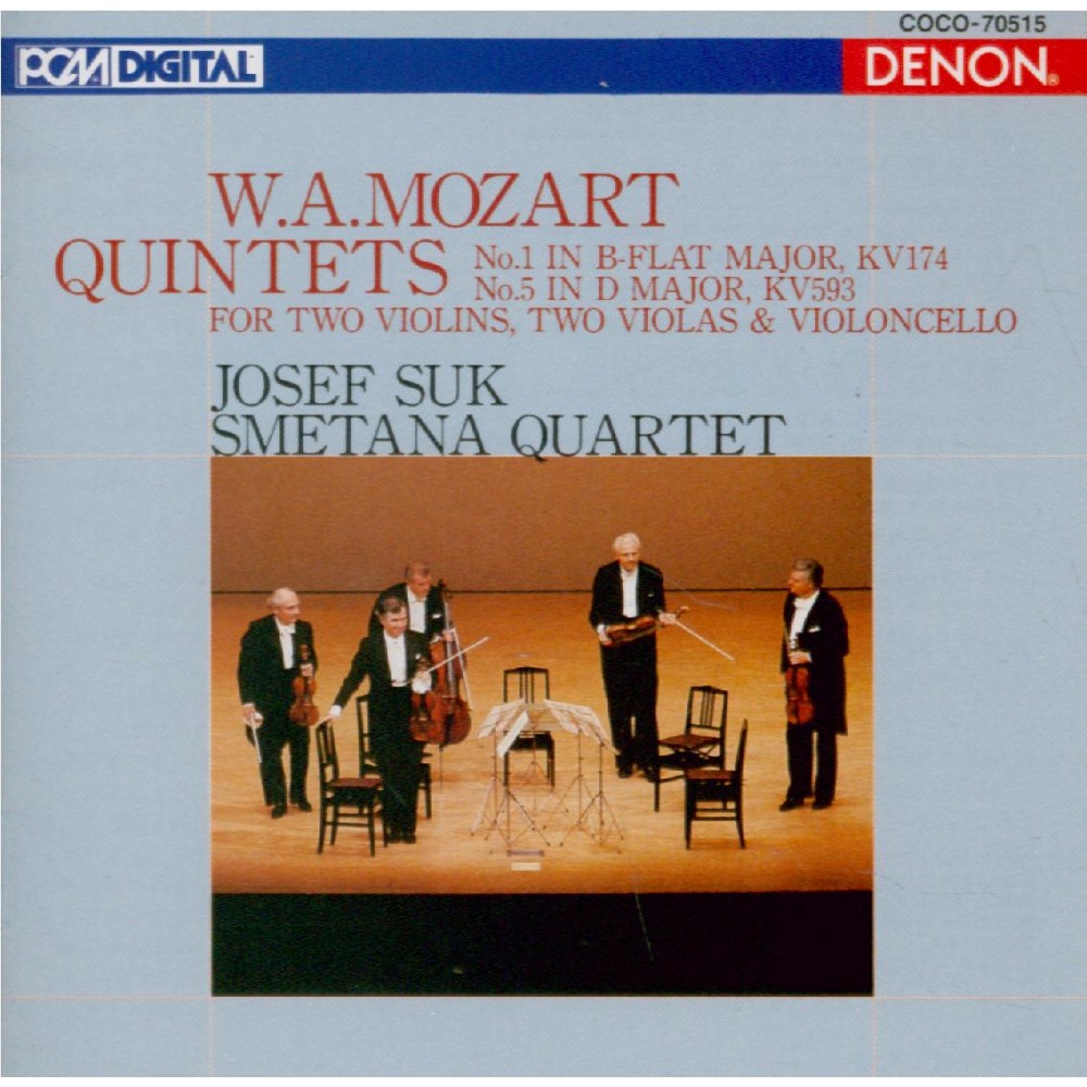 MOZART - Smetana Quartet - Quintette à cordes n°1 en si bémol majeur K.1 Import Japon..