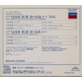 BEETHOVEN - Backhaus - Concerto pour piano n°5 en mi bémol majeur op.73 Import Japon..