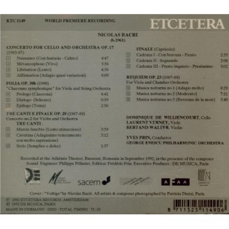 BACRI - Prin - Concerto pour violoncelle et orchestre op.17..