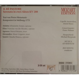 MOZART - Wentz - Il rè pastore (Le roi pasteur), drame musical en deux a