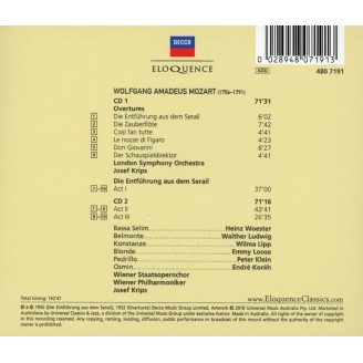 MOZART - Krips - Die Entführung aus dem Serail (L'enlèvement au sérail)..