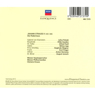 STRAUSS - Krauss - Die Fledermaus (La chauve-souris), opérette WoO RV.50..