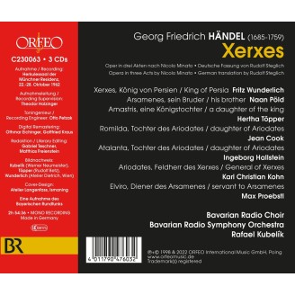 HAENDEL - Kubelik - Serse, opéra en 3 actes HWV.40 (aussi 'Xerxes') chanté en allemand..