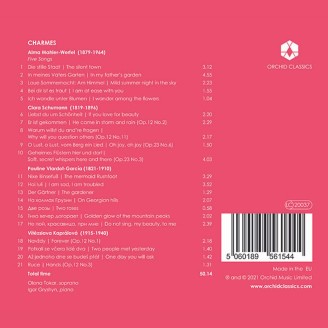 Charmes Alma Mahler, Pauline Vardot, Clara Schumann, V.Kapralova..