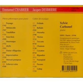 CHABRIER - Carbonel - Dix pièces pittoresques