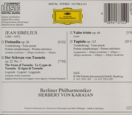 SIBELIUS - Karajan - Finlandia, poème symphonique pour orchestre op.26