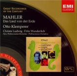 MAHLER - Klemperer - Das Lied von der Erde (Le chant de la terre), pour