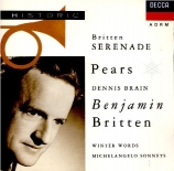 BRITTEN - Britten - Serenade, cycle de mélodies pour ténor, cor et corde